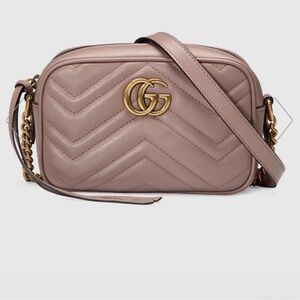 GG Gucci Marmot Mauve Leather Crossbody Bag